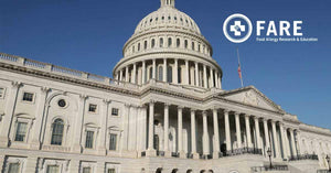 US Capitol building with FARE Food Allergy Research & Education logo, allergy advocacy image