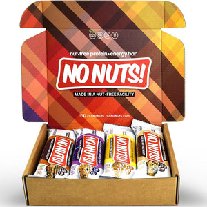 No Nuts nut-free snack bars variety pack in branded box, allergy-friendly, school-safe