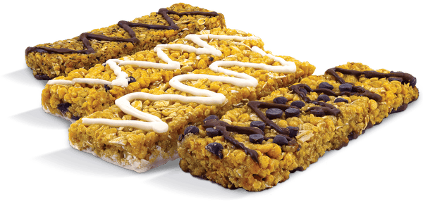 No Nuts nut-free snack bars in assorted flavors with chocolate and icing drizzle