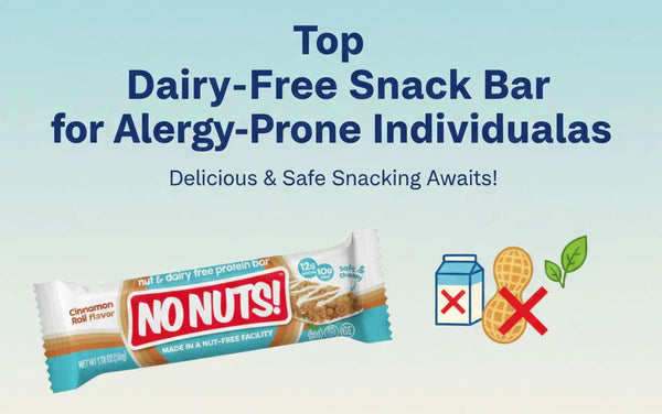 No Nuts dairy-free nut-free snack bar with allergy-friendly icons and safe snacking message