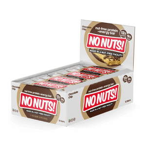No Nuts chocolate chip nut-free protein bar box, allergy-friendly snack, 12 bars