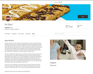 Nut-free snack bars with chocolate and icing drizzle on No Nuts! allergy-friendly product page