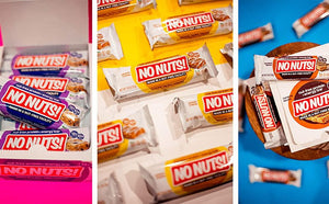 No Nuts nut-free snack bars in colorful packaging, school-safe and allergy-friendly.