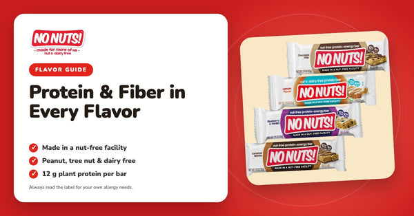 Protein & Fiber in Every Flavor | No Nuts! protein bars in four flavors