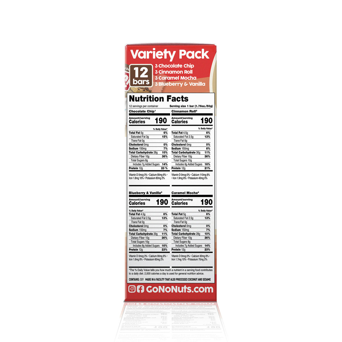 Variety Pack nutrition facts panel