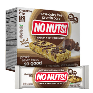 No Nuts! Chocolate Chip Nut Free Protein Bars Retail Packaging and Wrapped Protein Bar – Dairy Free School Safe Snack Bars