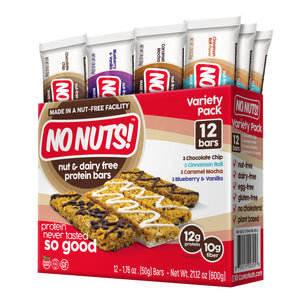 No Nuts! Variety Pack 12-count box front angled right - nut-free dairy-free snack bars
