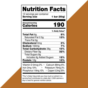 No Nuts Caramel Mocha bar nutrition facts label, nut-free snack bar, allergy-friendly info
